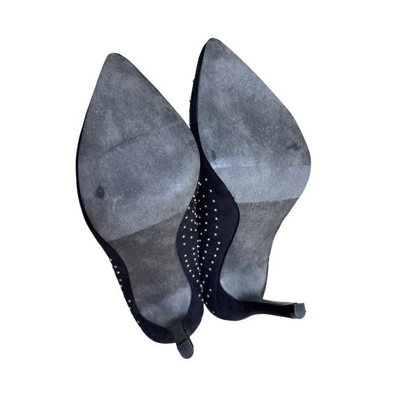 Mix No 6 high heel pumps US 7.5M goldtone studs on black faux suede sexy shoes - Picture 9 of 10